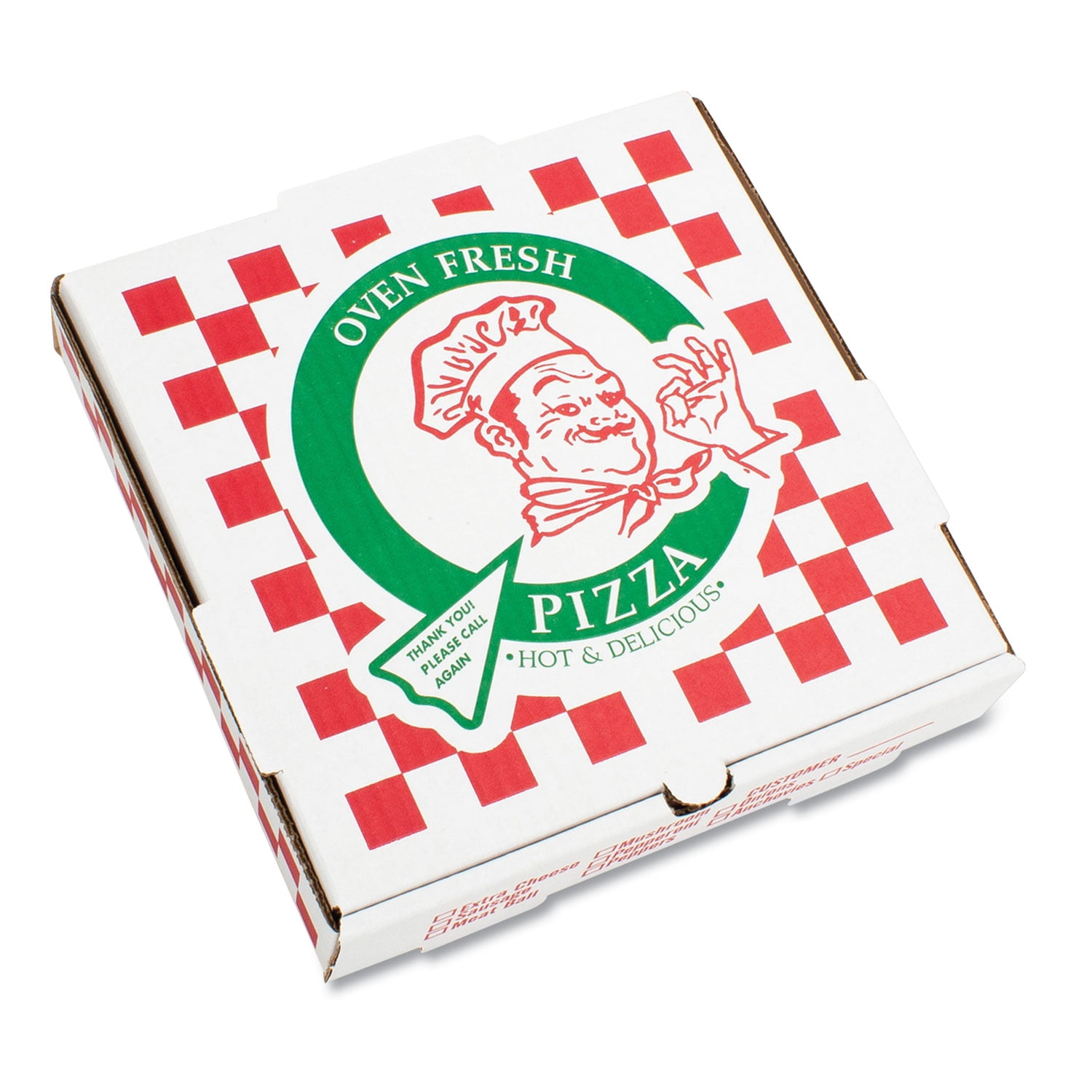 10 x 10 White Corrugated Pizza Box - Stock Print #143146