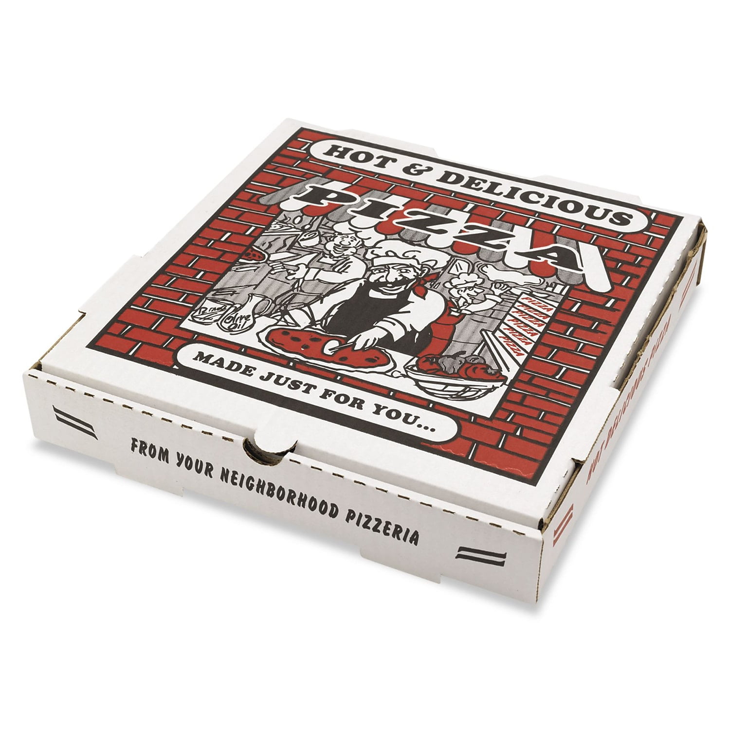 Boîte à pizza Boîtes à pizza Kraft ondulées, Flûte B, Blanc, Pizza 18 »,  18W x 18D x 2H, 50/Bundle
