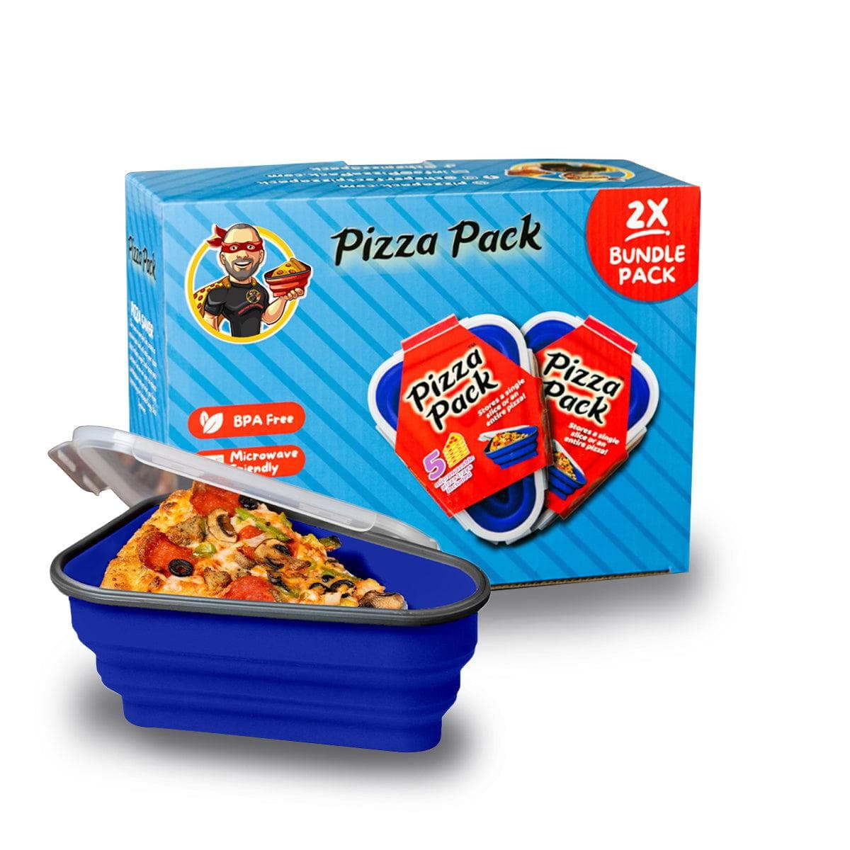 The Perfect Pizza Pack - Reusable Pizza Storage Container with 5 Microwavable Serving Trays - BPA-Free Adjustable Pizza Slice Container to Organize 