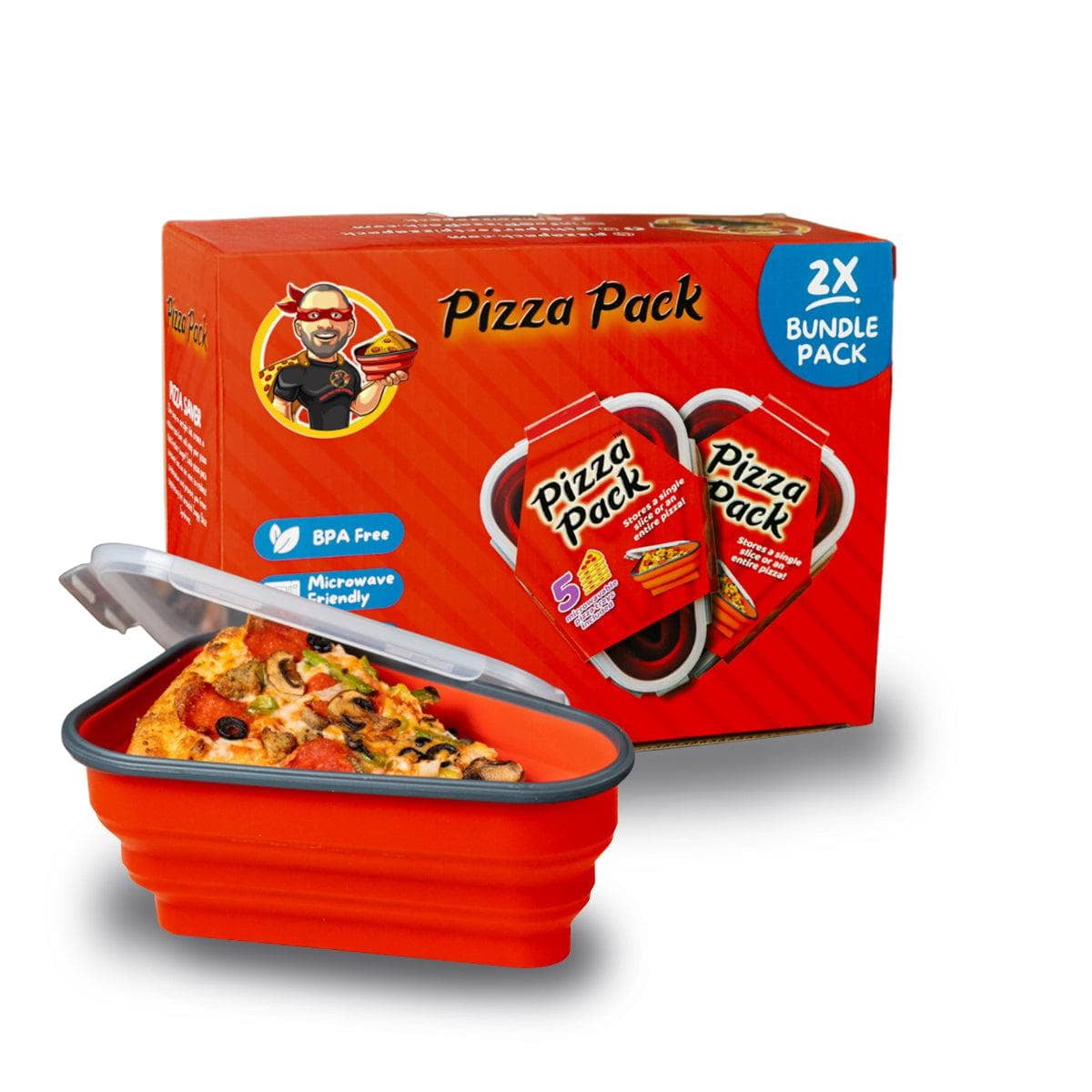 The Pizza Pack® Reusable Pizza Storage Container With 5 Microwavable Trays  Bpa-free Adjustable Pizza Slice Container to Save Space 