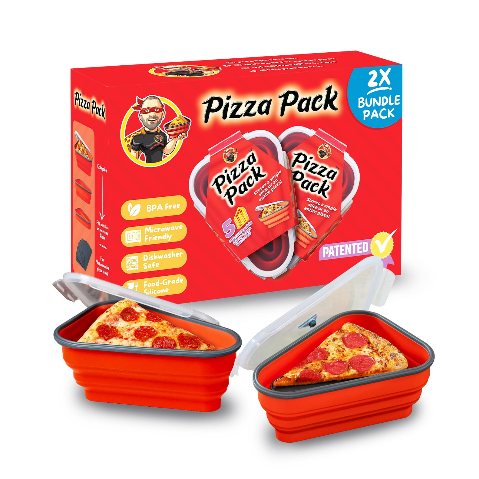 PIZZA PACK® The Reusable Pizza Storage Container with 5 Microwavable