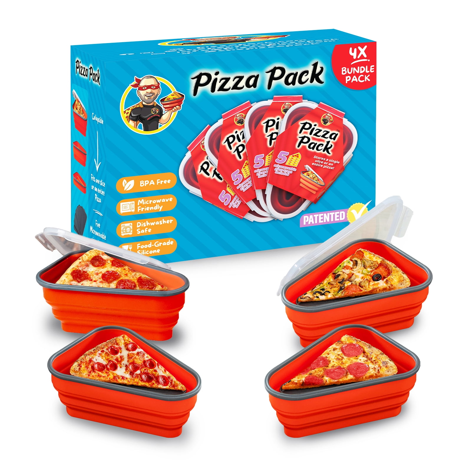 PIZZA PACK® The Reusable Pizza Storage Container with 5 Microwavable