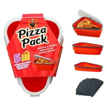 PIZZA PACK® The Reusable Pizza Storage Container with 5 Microwavable Serving Trays - BPA-Free Adjustable Pizza Slice Container to Organize & Save Space, Red