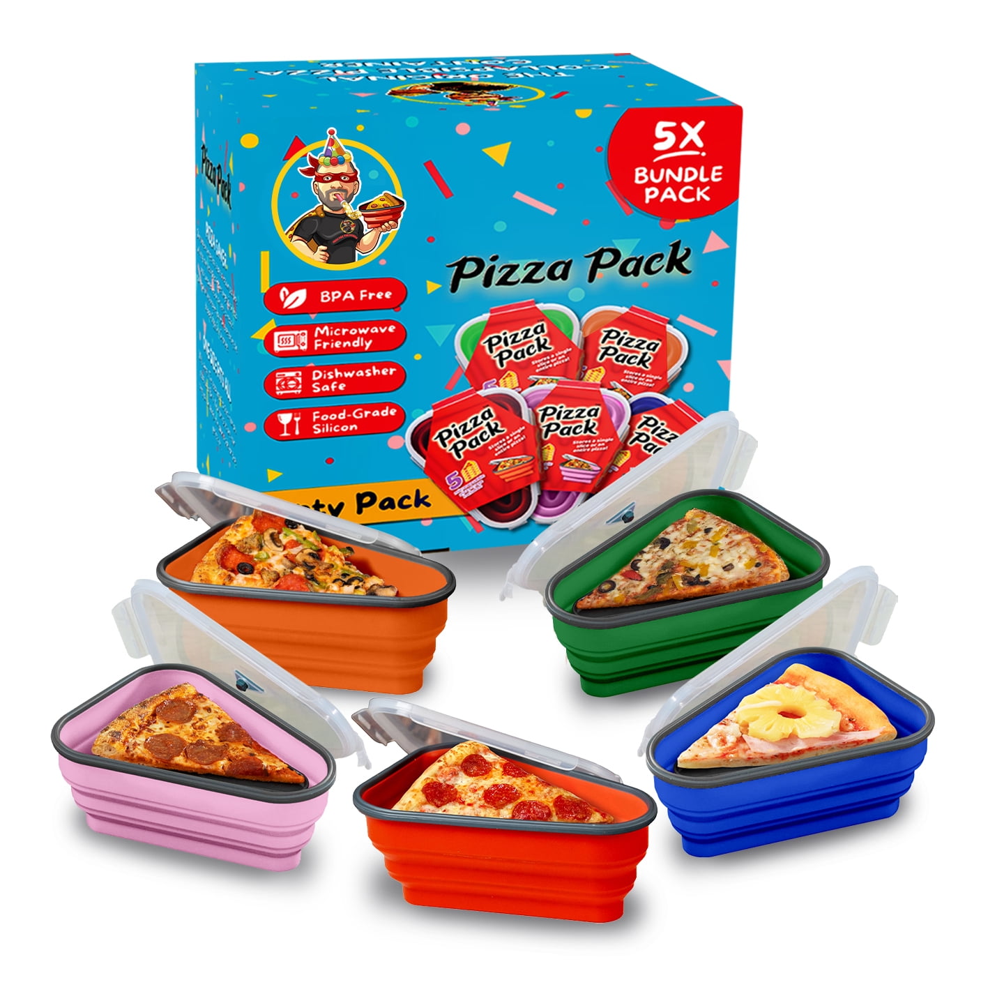 PIZZA PACK® The Reusable Pizza Storage Container with 5 Microwavable
