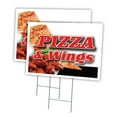 thumbnail image 1 of PIZZA & WINGS 2 Pack Of 12" x 16" Yard Sign & Stake | Advertise Your Business | Stake Included Image On Front Only | Made in The USA, 1 of 3
