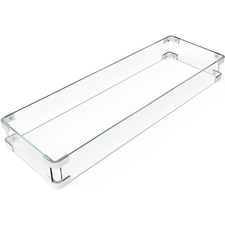 PIZZELLO Fire Pit Wind Guard 31.5 x 13.8 x 4 inch Rectangular Tempered Glass Wind Guard with Aluminum Corner Bracket