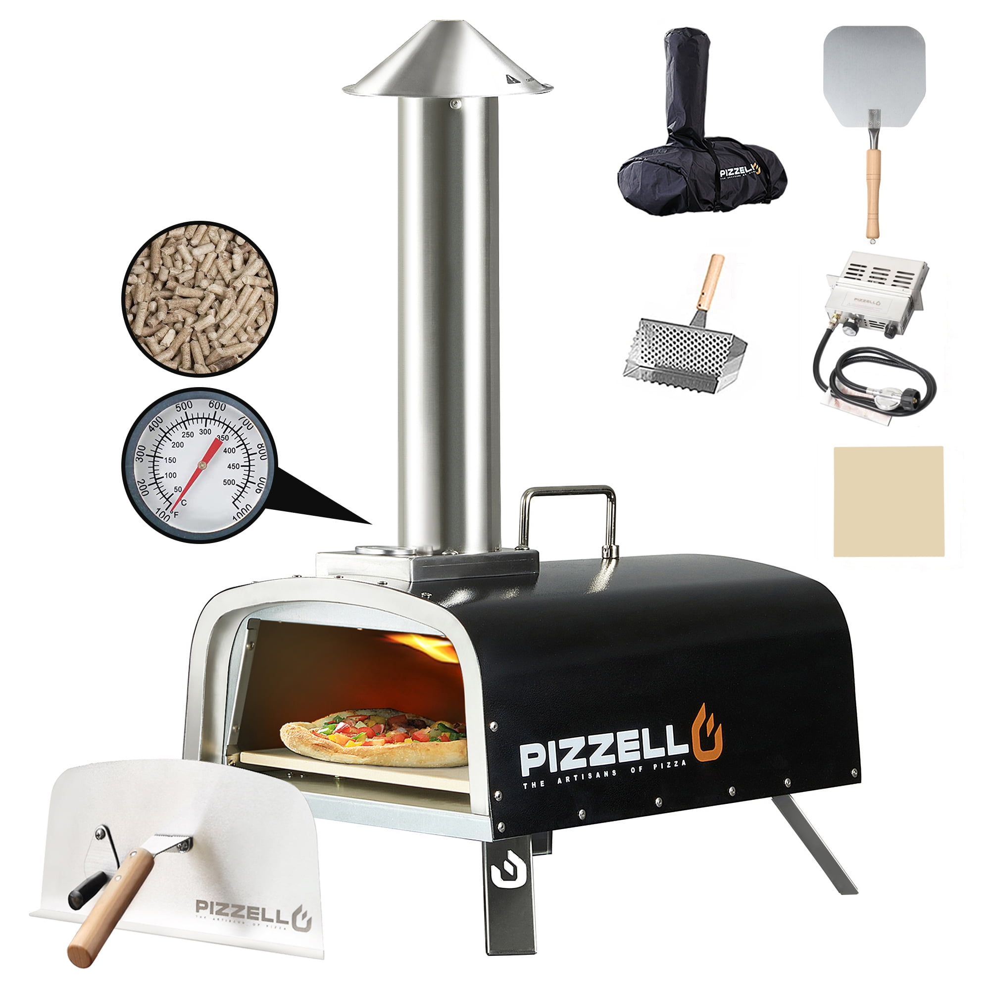 BENTISM 12 Outdoor Pizza Oven Portable Gas/Wood Pellet Pizza Oven Bottom  Rotation