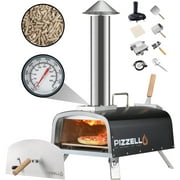 PIZZELLO Outdoor Propane Pizza Oven Gas Wood 12" Pizza Maker Stove with Gas Burner, Thermometer, Wood Tray, Pizza Stone, Pizza Peel, Carry Bag, Black