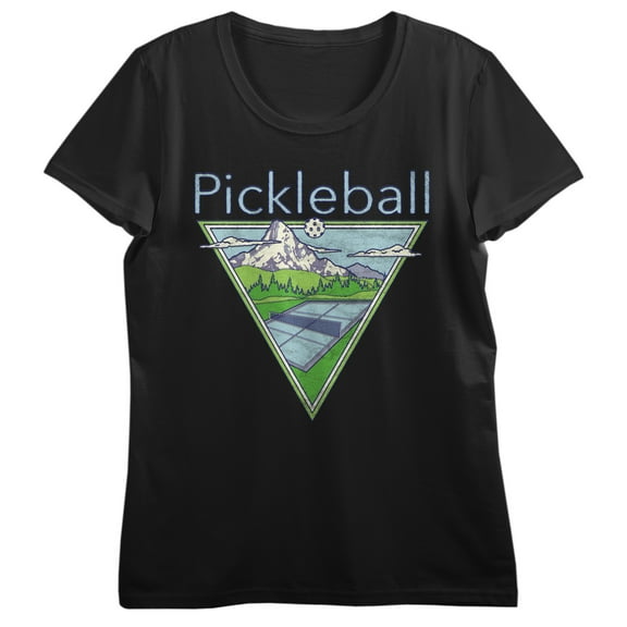 PIckleball Court Women's Black Short Sleeve Tee-Large
