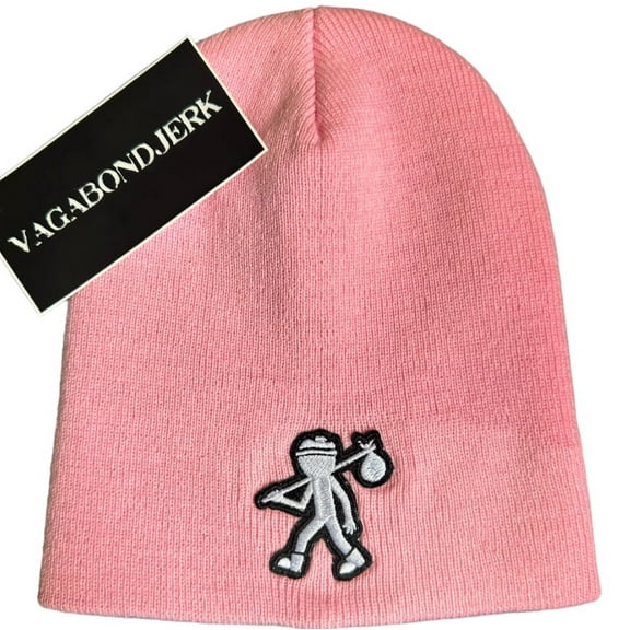 PInk Vagabond Jerk LogoMan Knit Beanie Hat
