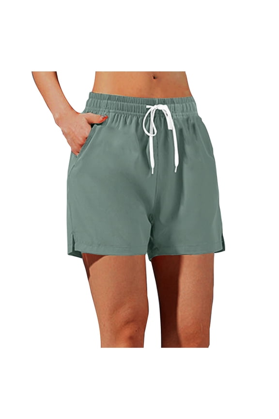 Athletic Shorts for Women Drawstring Elastic Waisted Side Split Workout Shorts Loose Running Gym Shorts Summer