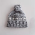 thumbnail image 1 of PInxai Boys Girls Caps Winter Knitted Warm Hats with Pom Fashion Color Block Kids Hats Outdoor Windproof Pullover Hats,Gray,Free Size, 1 of 3