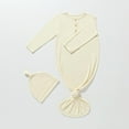 thumbnail image 1 of PInxai Boys Girls Clothes Button Round Neck Long Sleeve Comfortable Rompers Casual Infant Knotted Gown Outfits,White,3 Months, 1 of 3