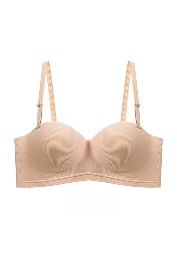 Bralettes for Women with Support Adjustable Straps Low Cut Balconette Bras Comfortable Push up Wireless Bras,Khaki,34