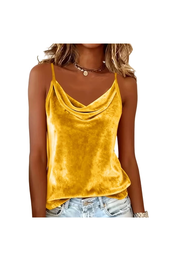 Camisole Tops for Women Summer Cowl Neck Spaghetti Straps Backless Tank Tops Casual Loose Basic Camis Tops