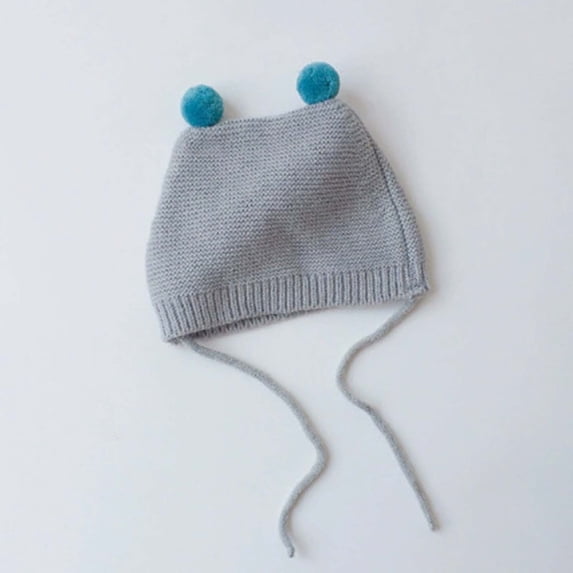 PInxai Caps for Kids Knitted and Warm Ear Protection Hats Tie Comfy Windproof Winter Cute Caps for Cold Weather,Gray,Free Size