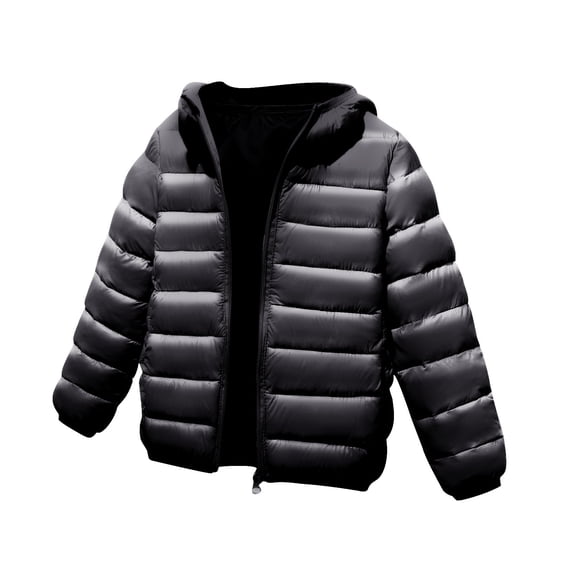 PInxai Fall Kids Coats Quilted Long Sleeve Hooded Casual Comfy Girls Boys Jackets Solid Color Outwear with Pockets