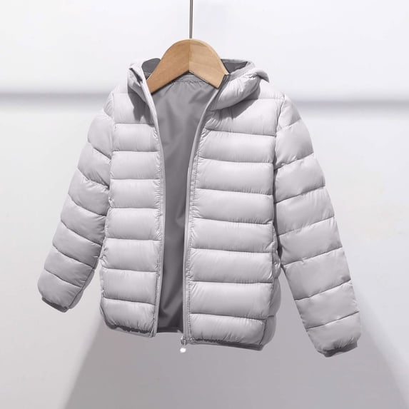 PInxai Fall Kids Coats Quilted Long Sleeve Hooded Casual Comfy Girls Boys Jackets Solid Color Outwear with Pockets