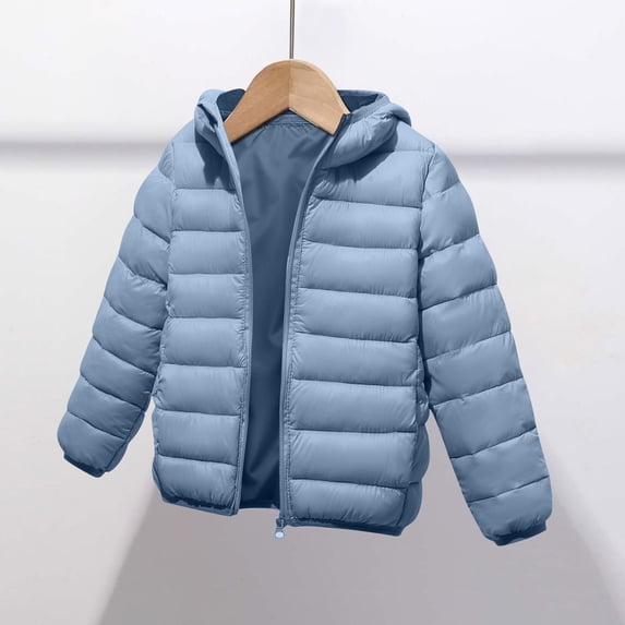 PInxai Fall Kids Coats Quilted Long Sleeve Hooded Casual Comfy Girls Boys Jackets Solid Color Outwear with Pockets