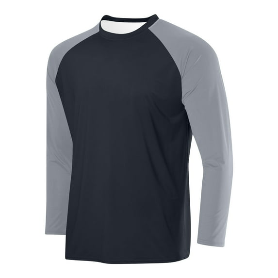 PInxai Fall Tops for Men Long Sleeve Color Block Casual Crewneck Blouse Loose Breathable Athletic Shirts Tops