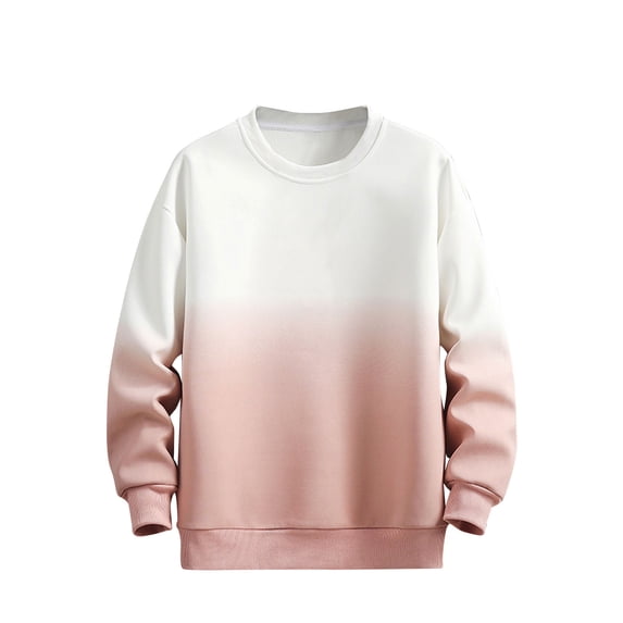 PInxai Fall Tops for Men Long Sleeve Crewneck Loose Pullover Gradient Color Sweatshirts Fashion