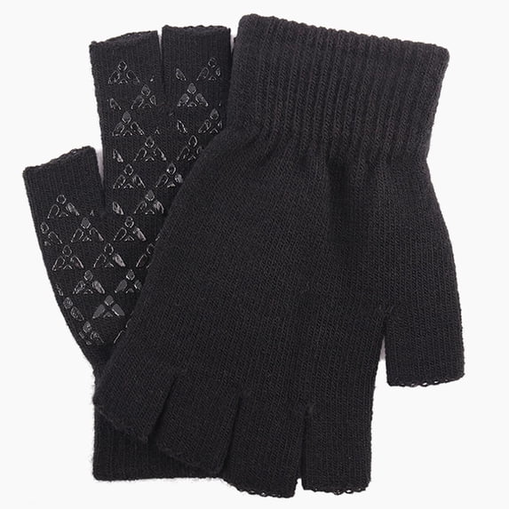 PInxai Fingerless Gloves for Women and Men Knitted Warm Gloves for Cold Weather Half-Finger Solid Color Unisex Gloves,Black,Free Size