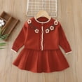 thumbnail image 1 of PInxai Girls Clothes Cute Fall 2 Piece Sets Long Sleeve Button down Tops Elastic Waisted Pleated Skirts Kids Outfits,Coffee,2 Years, 1 of 5