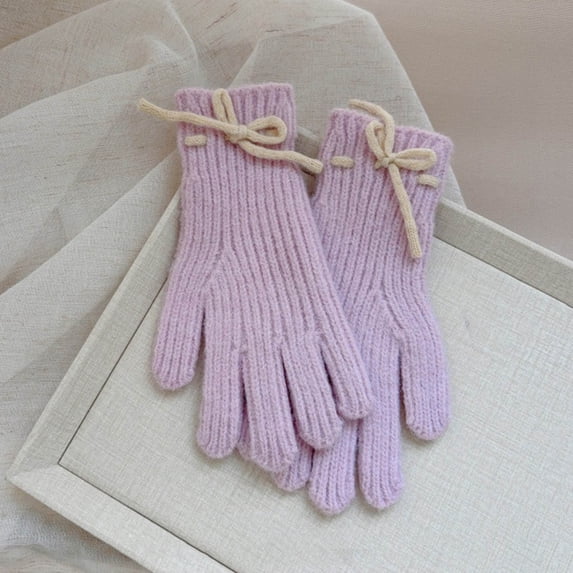 PInxai Gloves for Boys Girls Knitted Stretchy Comfortable Gloves Kids Comfy Warm Outdoor Gloves Solid Color,Purple,Free Size