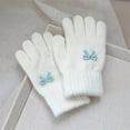 thumbnail image 1 of PInxai Gloves for Kids Solid Color Bow Tie Knitted Warm Stretchy Gloves Comfy Casual Outdoor Cold Weather Cute Gloves,White,Free Size, 1 of 3