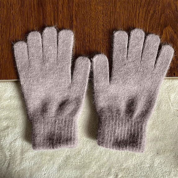 PInxai Gloves for Women and Men Knitted Solid Color Winter Casual Gloves Stretchy Warm Outdoor Unisex Gloves,Khaki,Free Size
