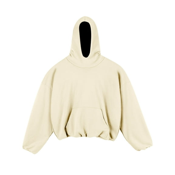 PInxai Hoodies for Men Drop Shoulder Long Sleeve Cropped Loose Pullover Casual Solid Color Tops Fall