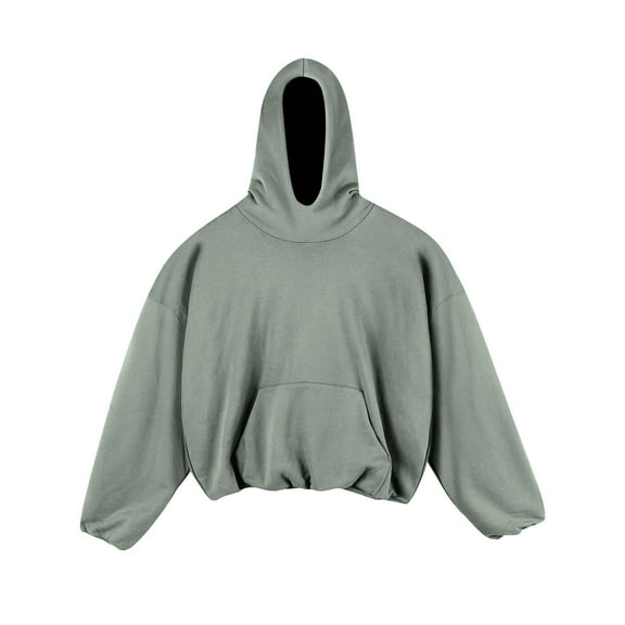 PInxai Hoodies for Men Drop Shoulder Long Sleeve Cropped Loose Pullover Casual Solid Color Tops Fall