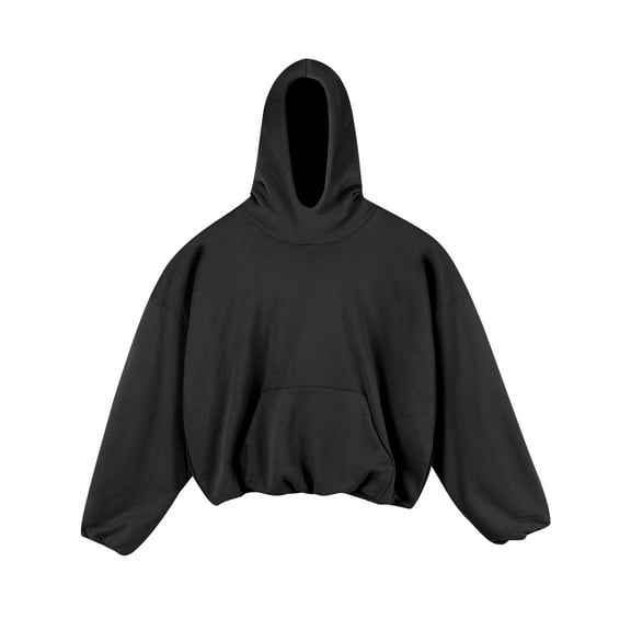 PInxai Hoodies for Men Drop Shoulder Long Sleeve Cropped Loose Pullover Casual Solid Color Tops Fall