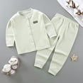 thumbnail image 1 of PInxai Kids Clothes Fall Comfy Casual 2 Piece Sets Striped Long Sleeve Button down Tops Elastic Waisted Pants Thermal Underwear Outfits,Green,18 Months, 1 of 3