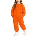 thumbnail image 1 of PInxai Kids Clothing Sweatsuits Girls Boys Basic Long Sleeve Pullover Tops Drawstring Joggers Lightweight Casual Outfits,Orange,6 Years, 1 of 9