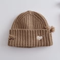thumbnail image 1 of PInxai Kids Winter Knitted Hats Windproof Warm Comfy Children Caps Casual Comfy Stretch Heart Embroidered Outdoor Hats,Khaki,Free Size, 1 of 3