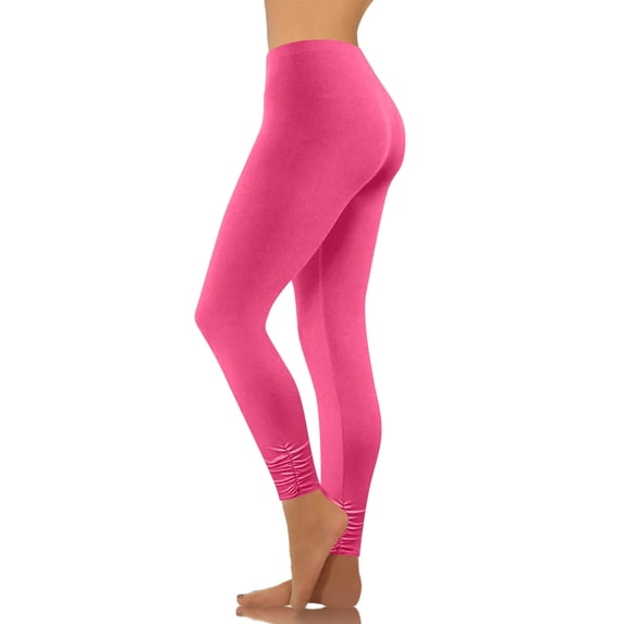 PInxai Leggings for Women Mid Elastic Waisted Ruched Hem Athletic Pants Skinny Breathable Workout Yoga Running Pants
