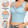 thumbnail image 1 of PInxai Longline Bras for Women Mesh Wide Straps Breathable Smoothing Back Bras Comfy Supportive Built in Bra Tank Tops,Light Blue,L, 1 of 5