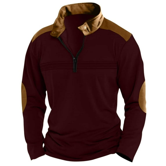PInxai Mens Sweatshirts Zipper V Neck Stand Collar Pullover Comfy Fitting Long Sleeve Shirts Fall Fashion