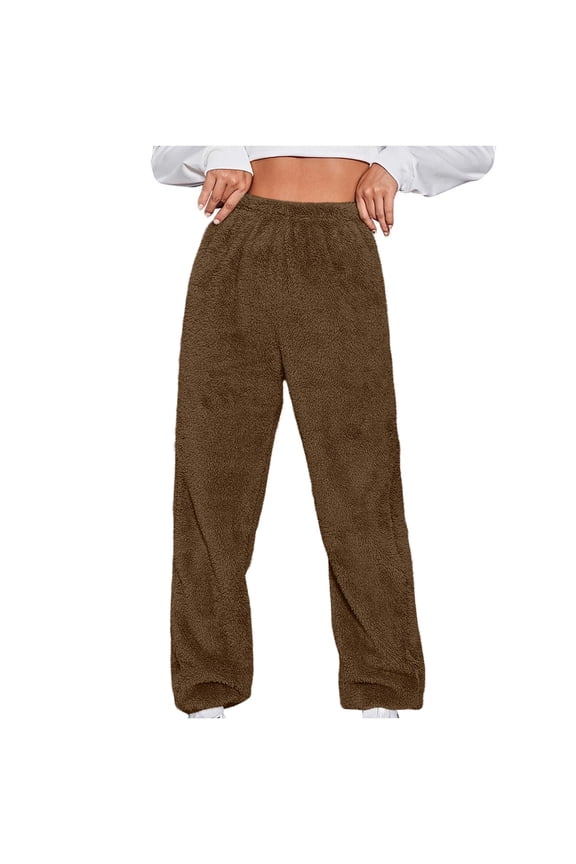 Pajamas for Women Fuzzy High Elastic Waisted Casual Pants Loose Loungewear Comfy Cinch Bottom Pajama Pants S-5xl