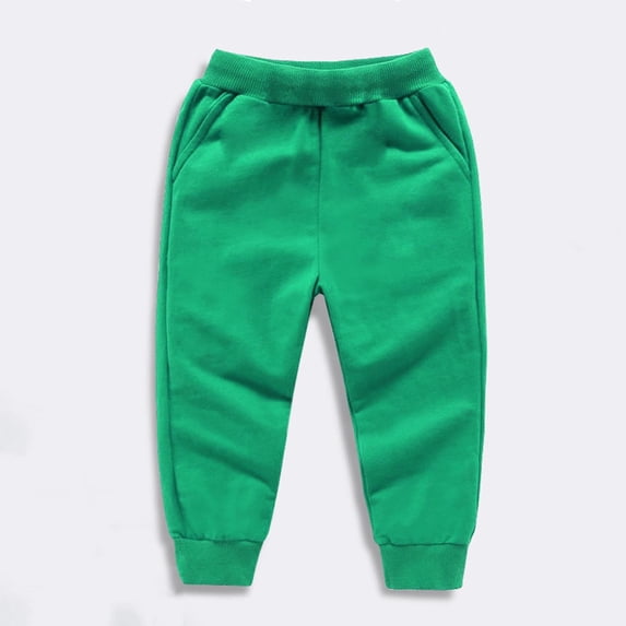 PInxai Pants for Girls Boys Elastic Waisted Sweatpants Casual Athletic Outdoor Running Joggers with Pockets,Green,12 Years