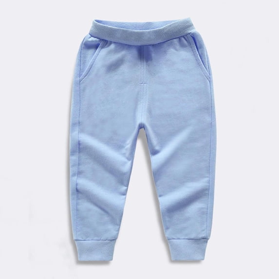 PInxai Pants for Girls Boys Elastic Waisted Sweatpants Casual Athletic Outdoor Running Joggers with Pockets,Light Blue,12 Years