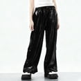 thumbnail image 1 of PInxai Pants for Girls Boys Sparkly Sequin Performance Fashion Pants Wide Leg Elastic Waisted Trousers for Kids,Black,11-12 Years, 1 of 5