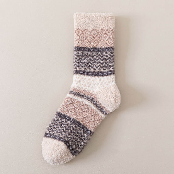 PInxai Socks for Women Fleece Comfortable Warm Thick Cute Slipper Socks Casual Thermal Floor Trendy Socks Winter,Khaki,Free Size