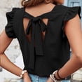 thumbnail image 1 of PInxai Summer Tops for Women Round Neck Ruffle Cap Sleeve Blouses Casual Open Back Vacation Beach Loose Fitting Summer Tops, 1 of 6