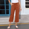 thumbnail image 1 of PInxai Summer Womens Capri Pants Cotton Linen Drawstring Elastic Waisted Crop Pants Lightweight Casual Loose Capris with Pockets, 1 of 5