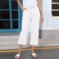 thumbnail image 1 of PInxai Summer Womens Capri Pants Cotton Linen Drawstring Elastic Waisted Crop Pants Lightweight Casual Loose Capris with Pockets, 1 of 5