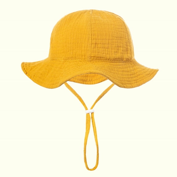 PInxai Sun Hats for Girls Boys Solid Color Beach Hats with Sun Protection Summer Sunshade Vacation Fashion Caps,Yellow,3-12Months