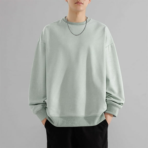PInxai Sweatshirts for Men Oversized Long Sleeve Pullover Crewneck Vintage Loose Tops Fall Fashion