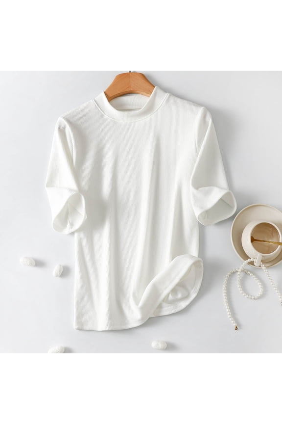 Tops for Women Summer Crew Neck Short Sleeve Ribbed Knit Tee Shirts Casual Loose Fitting Travel Tops